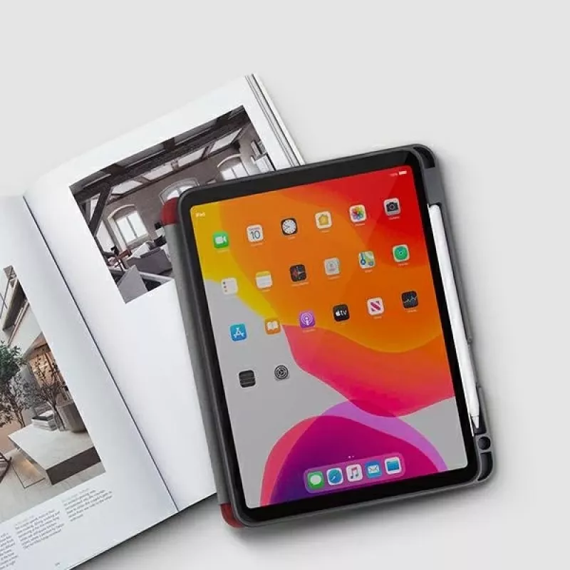 UNIQ Transforma Rigor Folio Case für iPad Air 10,9 Zoll (4./5. Generation) - Anthrazitgrau mit antimikrobieller Beschichtung