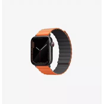 UNIQ Revix Reversibles Magnetarmband für Apple Watch Series 1/2/3/4/5/6/7/8/9/SE/SE2/SE3/Ultra/Ultra 2/Ultra 3 42/44/45/49mm - Grau/Orange