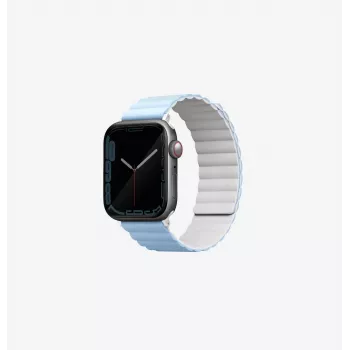 UNIQ Revix Reversible Magnetic Strap für Apple Watch Series 1/2/3/4/5/6/7/8/9/SE/SE2/SE3 38/40/41mm Weiß-Blau