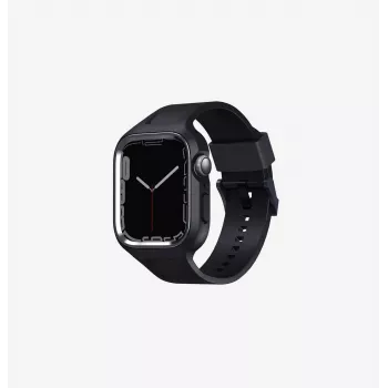 UNIQ Monos 2in1 Apple Watch Armband mit Case für Series 4/5/6/7/8/9/SE/SE2/SE3 44/45mm Midnight Black