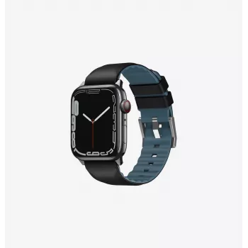 UNIQ Linus Apple Watch Armband Serie 1/2/3/4/5/6/7/8/9/SE/SE2/SE3 38/40/41mm Airosoft Silikon Mitternachtsschwarz