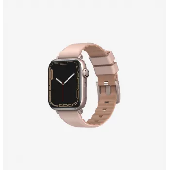 UNIQ Linus Apple Watch Armband Serie 1/2/3/4/5/6/7/8/9/SE/SE2/SE3 38/40/41mm Airosoft Silikon Mitternachtsschwarz