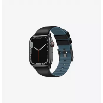 UNIQ Linus Apple Watch Armband Serie 1/2/3/4/5/6/7/8/9/SE/SE2/SE3/Ultra/Ultra 2/Ultra 3 42/44/45/49mm Airosoft Silikon Mitternachtsschwarz