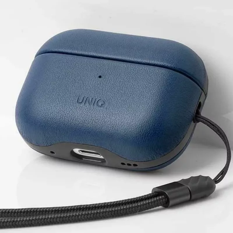UNIQ Terra Case für AirPods Pro 2. Gen (2022/2023) Echtes Leder - Space Blue
