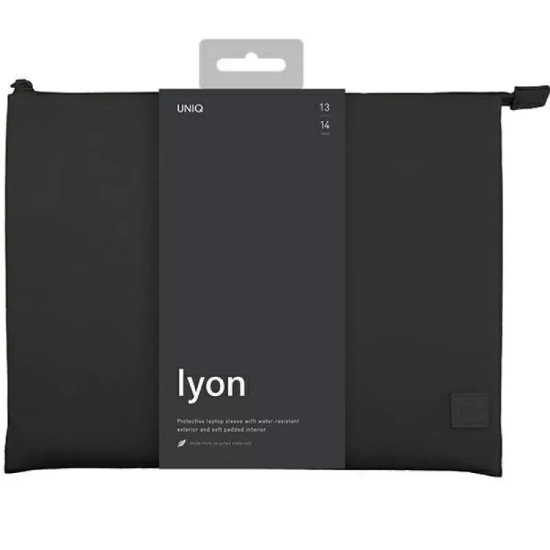 UNIQ Lyon Laptop Sleeve 14 inch Midnight Black Waterproof RPET