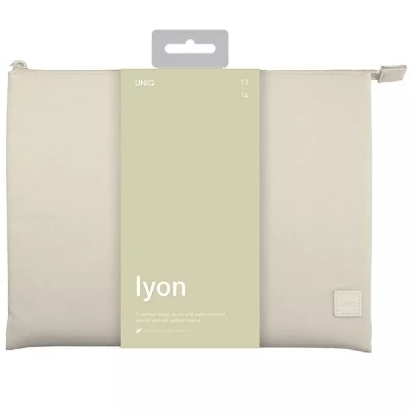 UNIQ Lyon Laptop Sleeve 14 inch Seasalt Light Beige Waterproof RPET