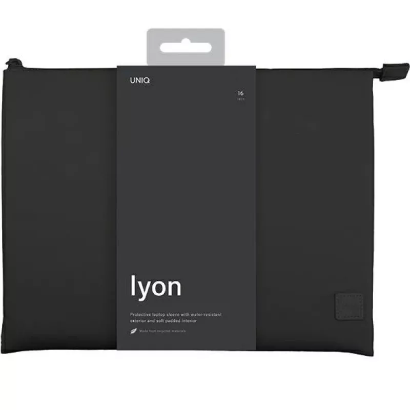 UNIQ Lyon Laptop Sleeve 16 inch Midnight Black Waterproof RPET
