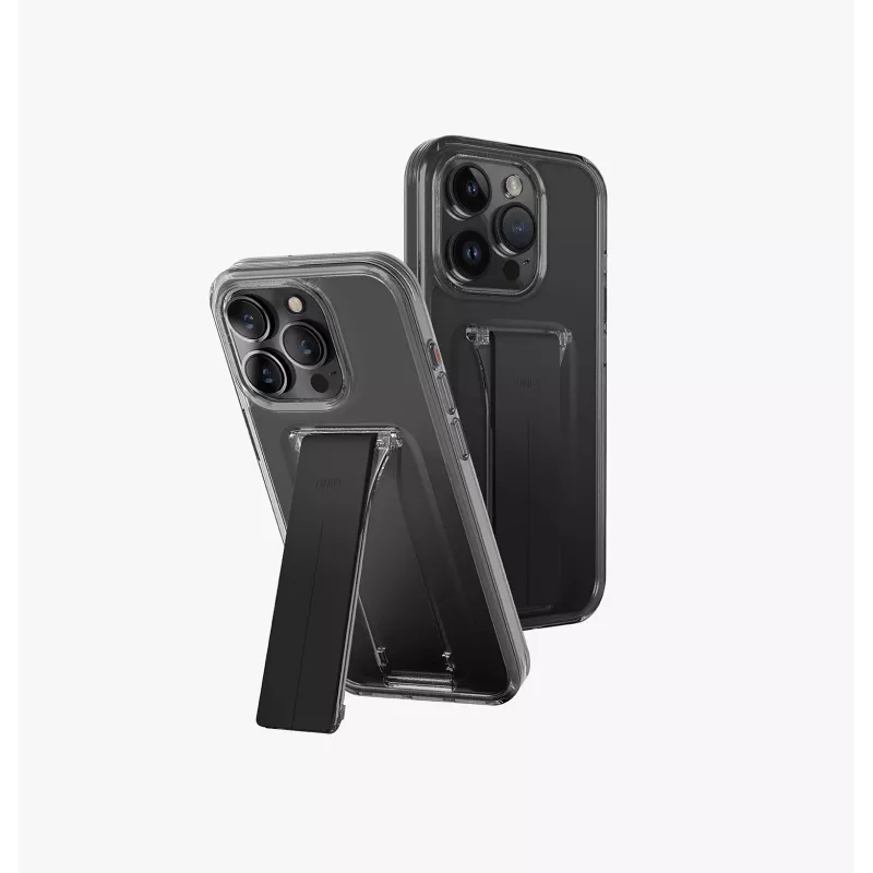 UNIQ Heldro Mount with Stand Case für iPhone 15 Pro Max 6,7 Zoll Lucent Clear