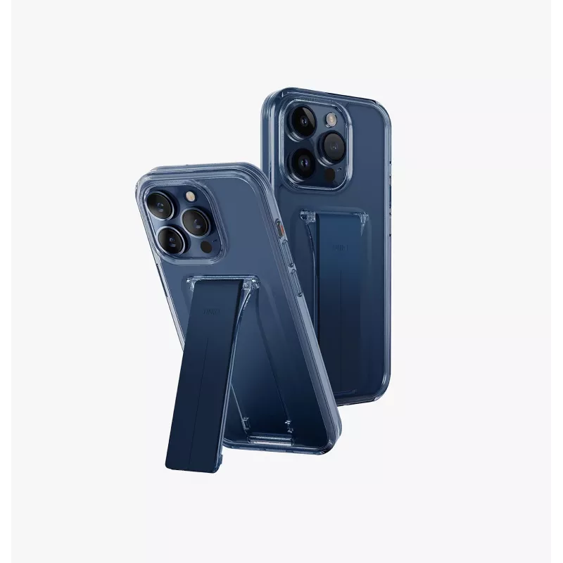 UNIQ Heldro Mount with Stand Case für iPhone 15 Pro Max 6,7 Zoll Lucent Clear