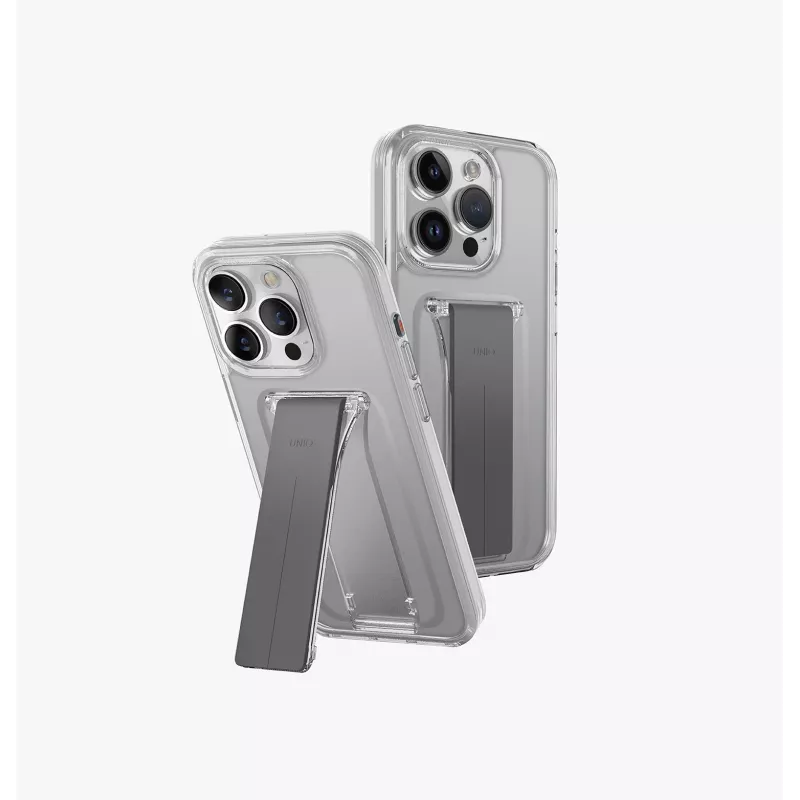 UNIQ Heldro Mount with Stand Case für Apple iPhone 15 Pro Max 6,7 Zoll - Vapour Smoke