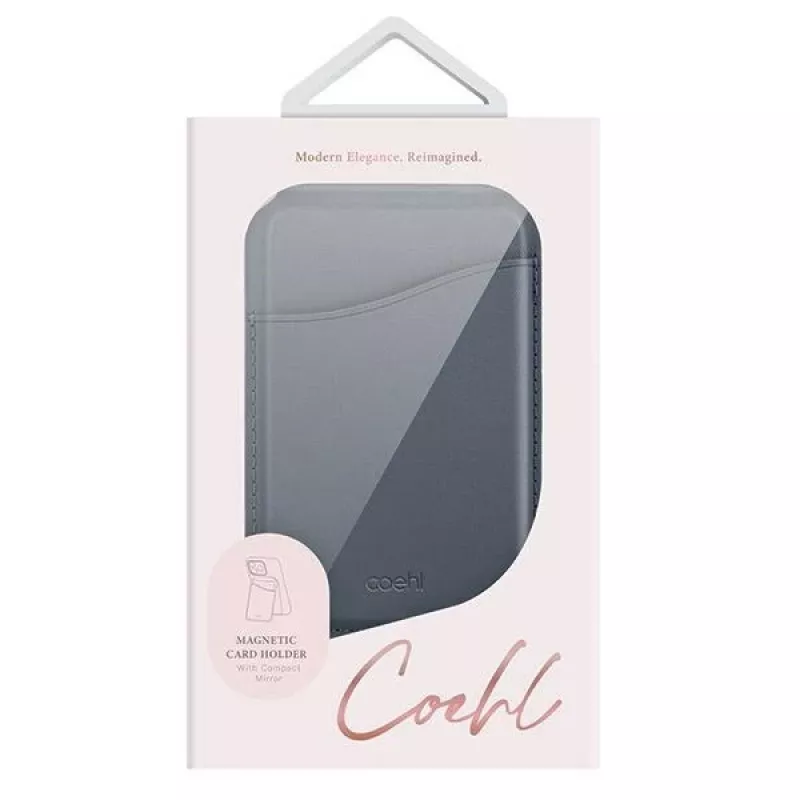 UNIQ Coehl Esme Magnetic Wallet with Mirror and Kickstand for Apple iPhone 15 Pro Max, Sapphire Blue