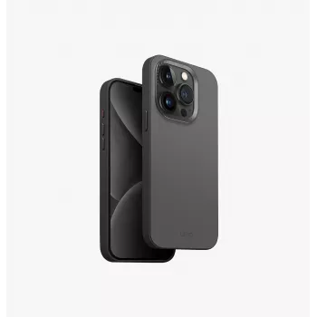 UNIQ Lyden DS MagClick Charging Case für Apple iPhone 15 Pro 6,1 Zoll, Anthrazitgrau-Schwarz