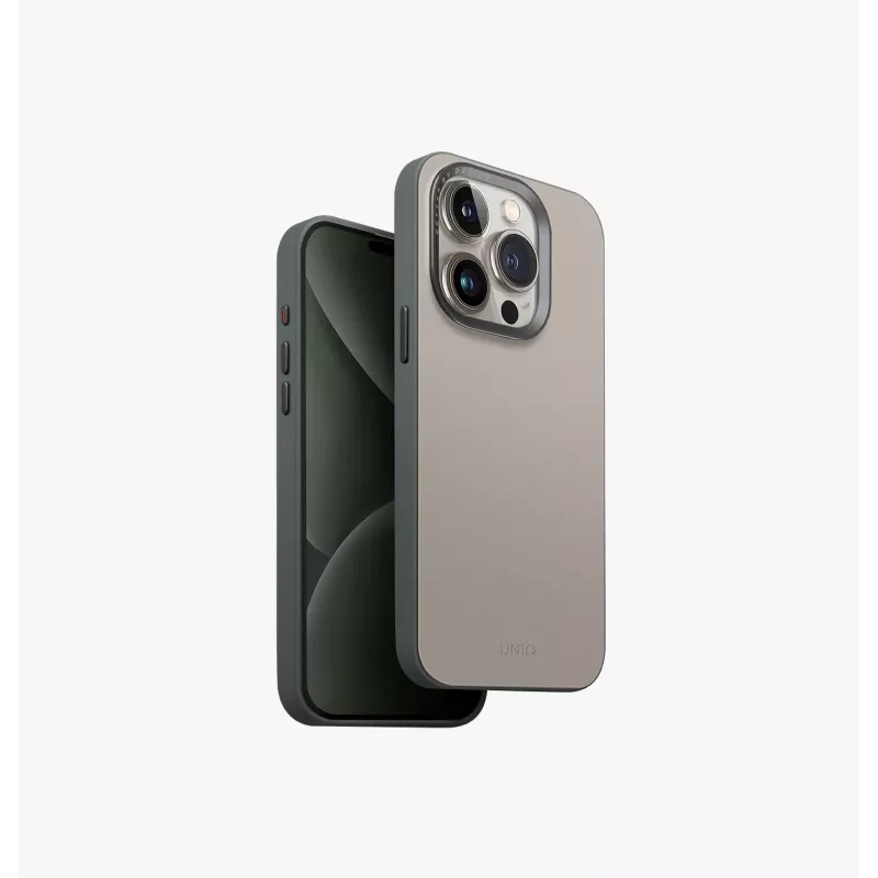 UNIQ Lyden DS MagClick Charging Case für Apple iPhone 15 Pro 6,1 Zoll, Anthrazitgrau-Schwarz