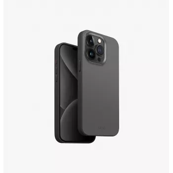 UNIQ Lyden DS MagClick Charging Case für iPhone 15 Pro Max 6,7 Zoll, Anthrazitgrau-Schwarz