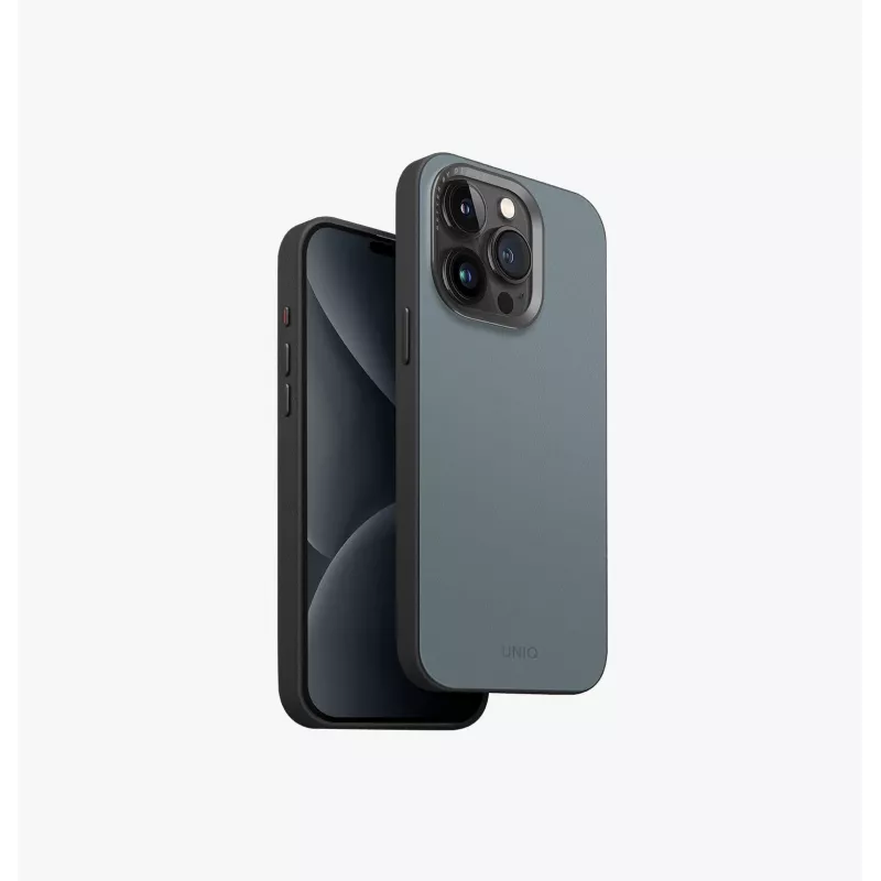 UNIQ Lyden DS MagClick Charging Case für iPhone 15 Pro Max 6,7 Zoll, Anthrazitgrau-Schwarz