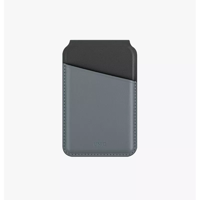 UNIQ Lyden DS Magnetic Wallet Stand mit RFID-Schutz für MagSafe, Anthrazitgrau-Schwarz