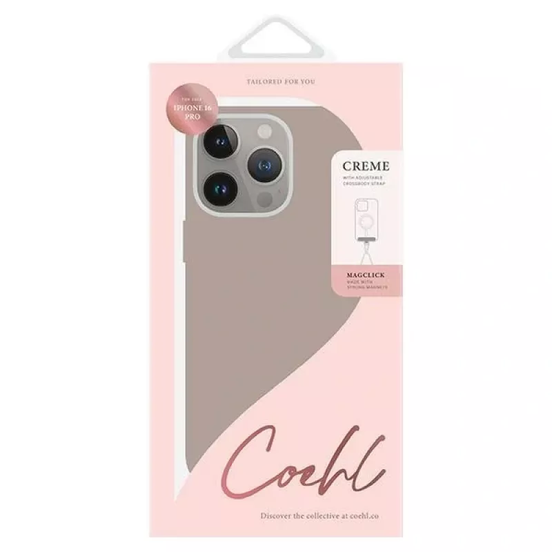 UNIQ Coehl Creme Case für iPhone 16 Pro 6,3 Zoll mit magnetischem Laden, Taupe Grau