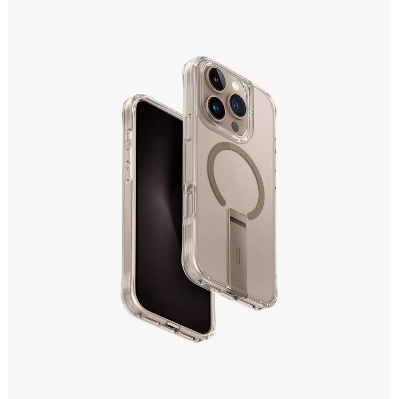 UNIQ Eleva mit Vertica Stand Hülle für iPhone 16 Pro 6,3 Zoll Carbon Black