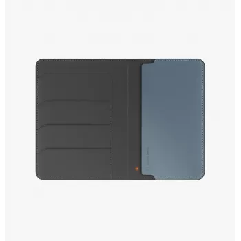 UNIQ Belmont Passport Holder mit Apple Find My und RFID-Blockierung, Grau-Blau