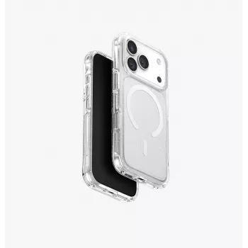 UNIQ LifePro Xtreme MagClick Ladehülle für iPhone 17 Pro, Transparent/Glitter