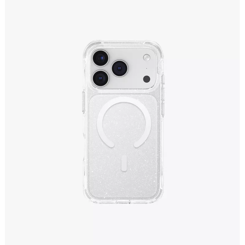 UNIQ LifePro Xtreme MagClick Ladehülle für iPhone 17 Pro, Transparent/Glitter