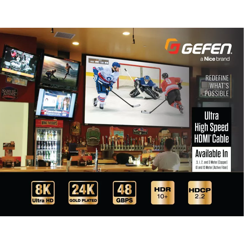 Gefen GEF-CAB-HS-HDMI-10M Ultra High Speed HDMI 2.1 Kabel 10m - 48 Gbit/s - 8K - Schwarz