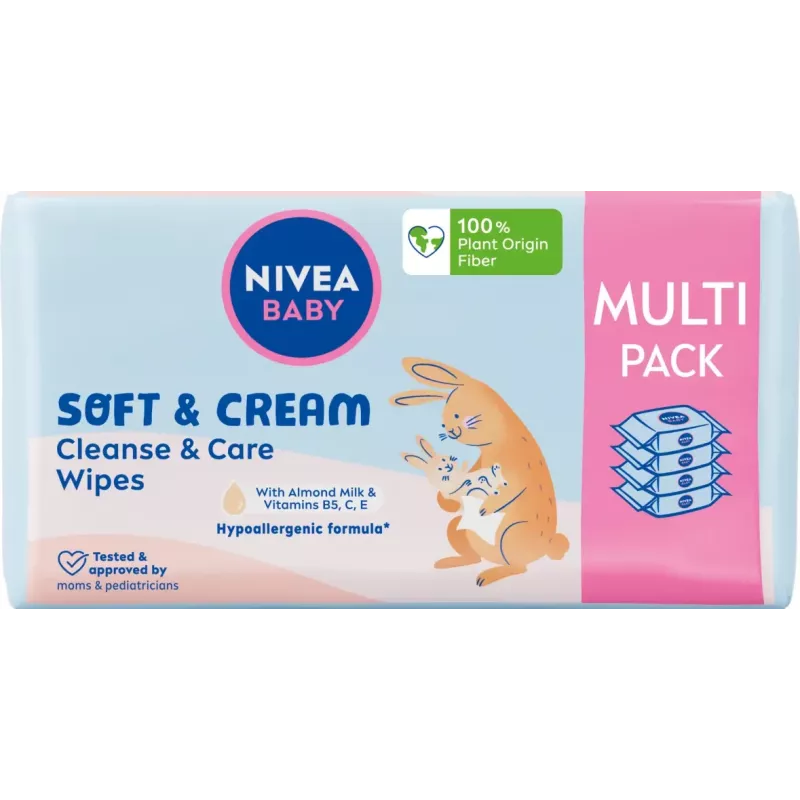 NIVEA Baby Soft & Cream Feuchttücher für Babys 4x57