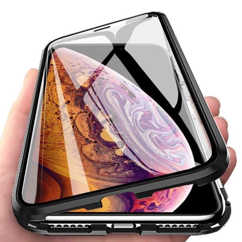 Wozinsky Full Magnetic Case 360 Front & Back Protection with Built-in Glass for Samsung Galaxy A72 4G Black-Transparent