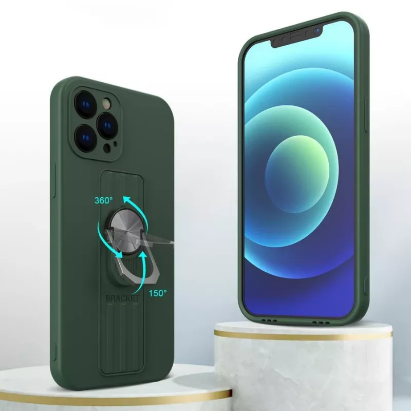 HURTEL Ring Case Silicone Cover mit Fingerhalterung und Standfuß für Xiaomi Poco X4 Pro 5G Blau