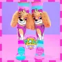 MADMIA Paw Patrol Skye Kinder-Kniestrümpfe mit 3D-Plüschohren - Pink/Blau/Weiß