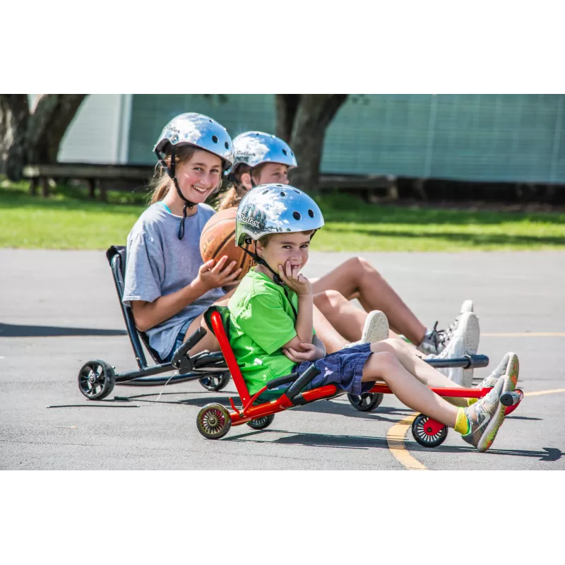 EzyRoller Classic Fußbetriebenes Go-Kart für Kinder 3-12 Jahre, Schwarz