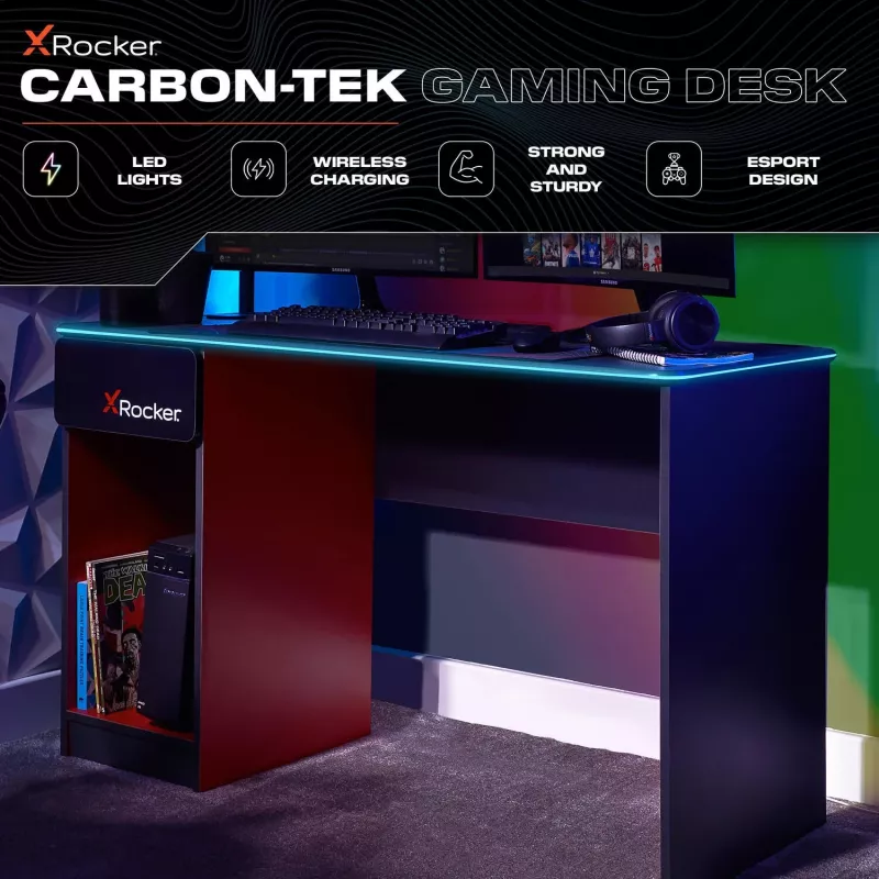 XROCKER Gaming Desk Grau-Rot