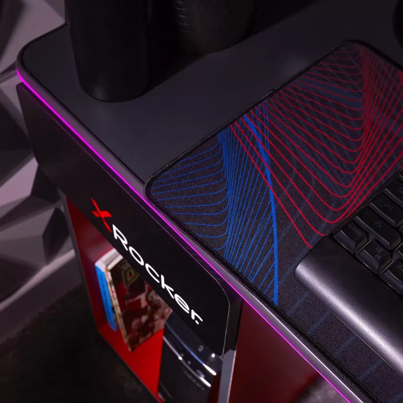 XROCKER Gaming Desk Grau-Rot