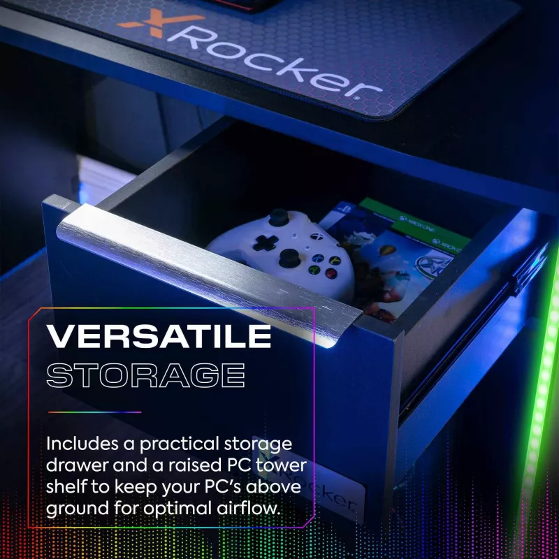 X Rocker 2023269 Gaming-Schreibtisch mit LED, Schwarz