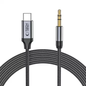 TECH-PROTECT ULTRABOOST USB-C auf 3,5 mm Mini-Klinke Audiokabel 100 cm Schwarz
