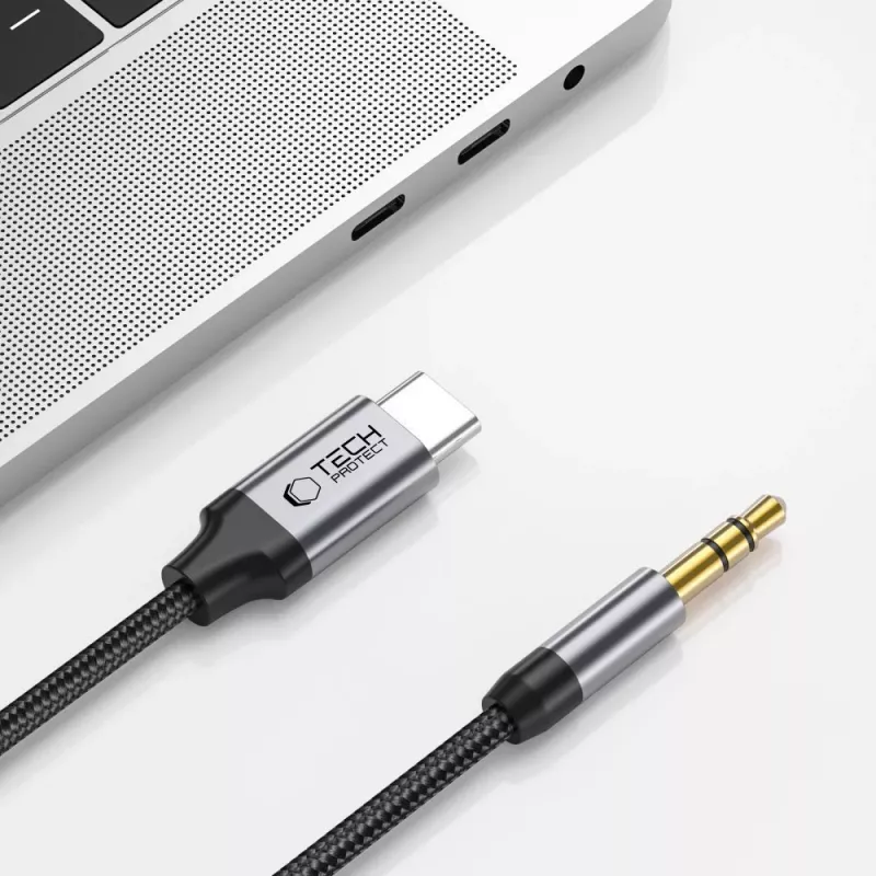 TECH-PROTECT ULTRABOOST USB-C auf 3,5 mm Mini-Klinke Audiokabel 100 cm Schwarz