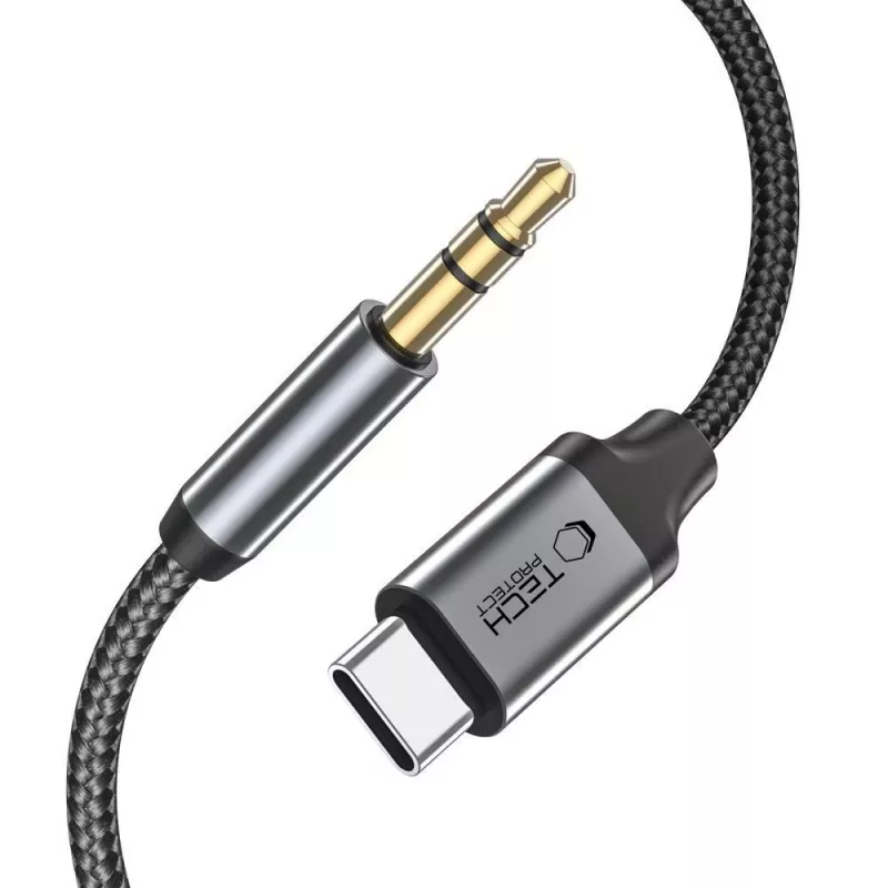 TECH-PROTECT ULTRABOOST USB-C auf 3,5 mm Mini-Klinke Audiokabel 100 cm Schwarz