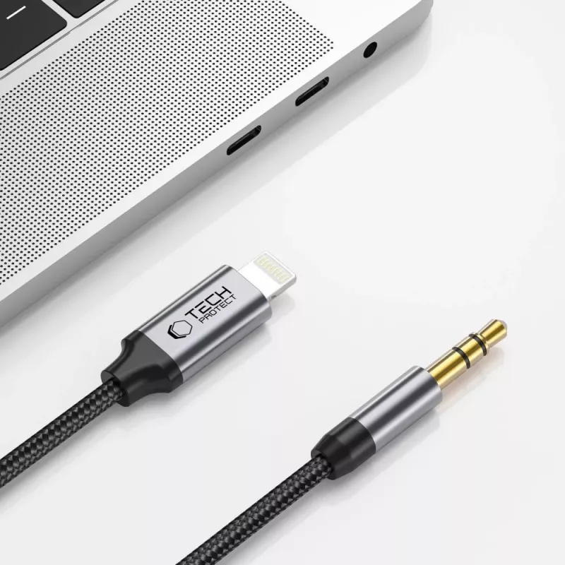 TECH-PROTECT UltraBoost Lightning to AUX Mini Jack 3.5mm Cable 100cm Black