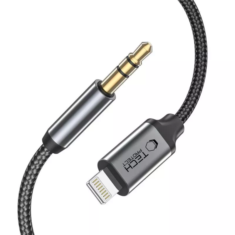 TECH-PROTECT UltraBoost Lightning to AUX Mini Jack 3.5mm Cable 100cm Black