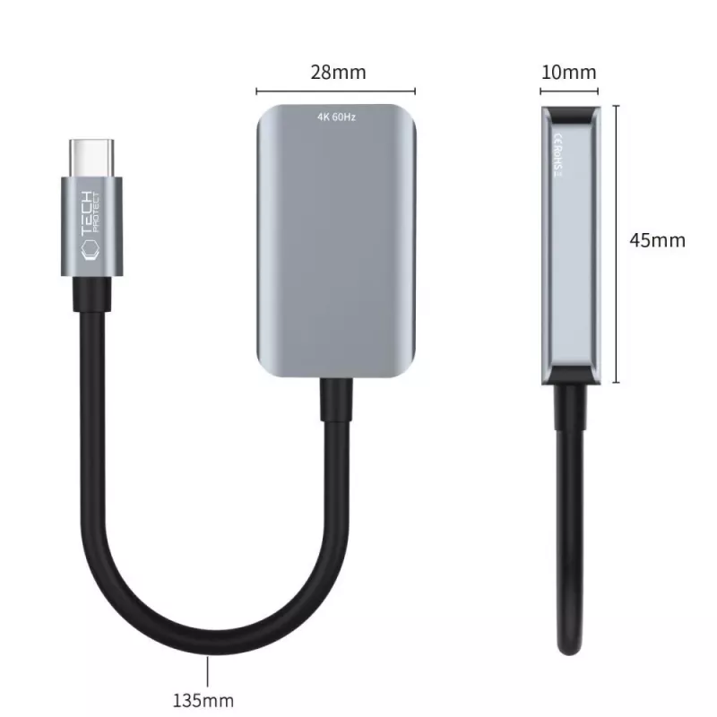 TECH-PROTECT ULTRABOOST Adapter USB-C auf HDMI 4K 60Hz Schwarz