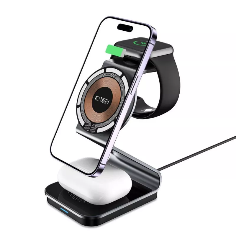 Tech-Protect QI15W-A29 3IN1 MagSafe Wireless Charging Station Black
