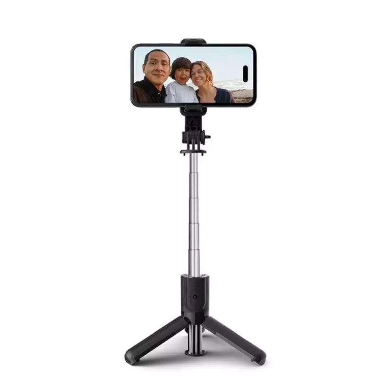 Tech-Protect L02S Selfie Stick Stativ mit Bluetooth-Fernbedienung, Schwarz