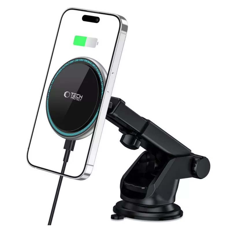 TECH-PROTECT A2 Magnetic MagSafe Dash Car Mount Wireless Charger 15W Black