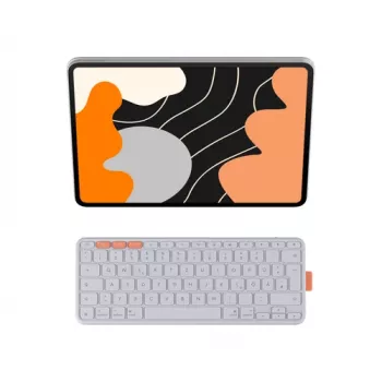 Logitech Flip Folio Tastaturhülle für Apple 13-Zoll iPad Air (M2, M3) - Hellgrau - QWERTZ Deutsches Layout