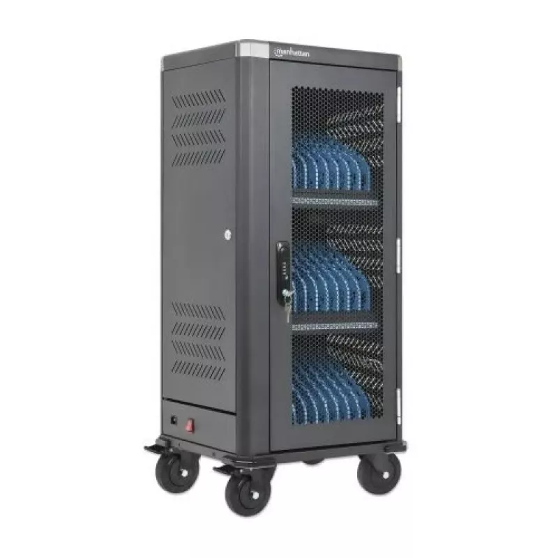 Manhattan 181471 30-Bay USB-C-Ladewagen, 30 W pro Port, Schwarz