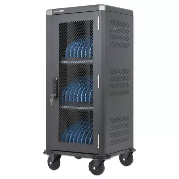 Manhattan 181471 30-Bay USB-C-Ladewagen, 30 W pro Port, Schwarz