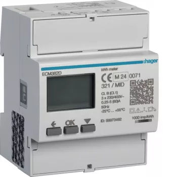 Hager ECM382D 3-Phasen-Energiezähler Direkt 80A 4M M-Bus MID