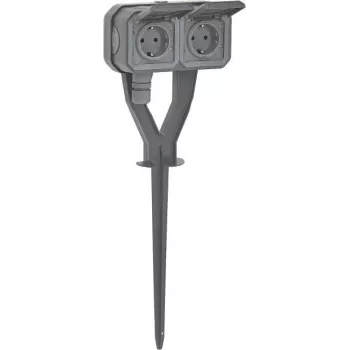 Legrand 069759L Plexo New Garden Power Post 2-fach vorkonfektionierte Schuko-Steckdose IP44 Schiefergrau