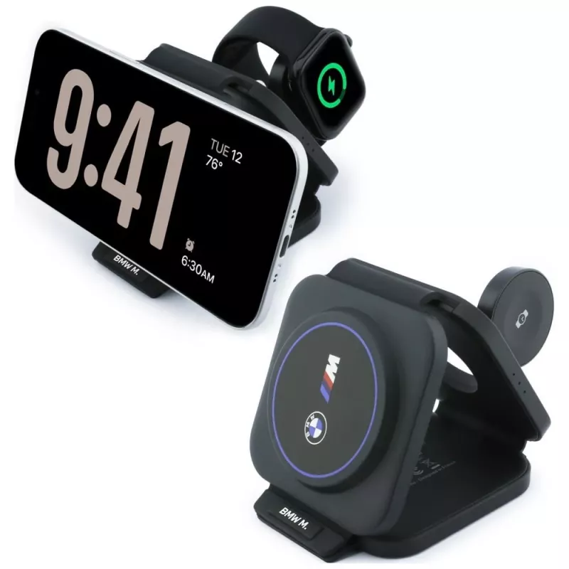 BMW M Collection 3-in-1 Qi2 15W Magnetic Wireless Charging Station Blue
