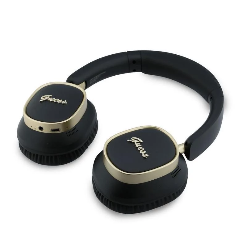 Guess Bluetooth Over-Ear Kopfhörer ENC Rectangle Metal Script Schwarz